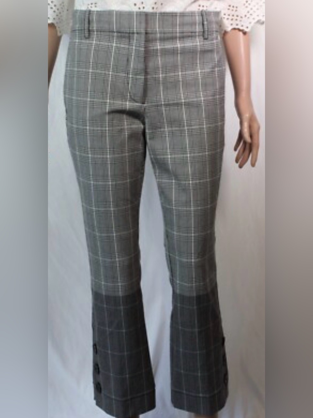 Derek Lam 10 Crosby $295 Black and White Plaid Skirt with Contrast